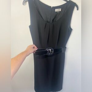 Tahari Black Midi Dress with Statement Belt